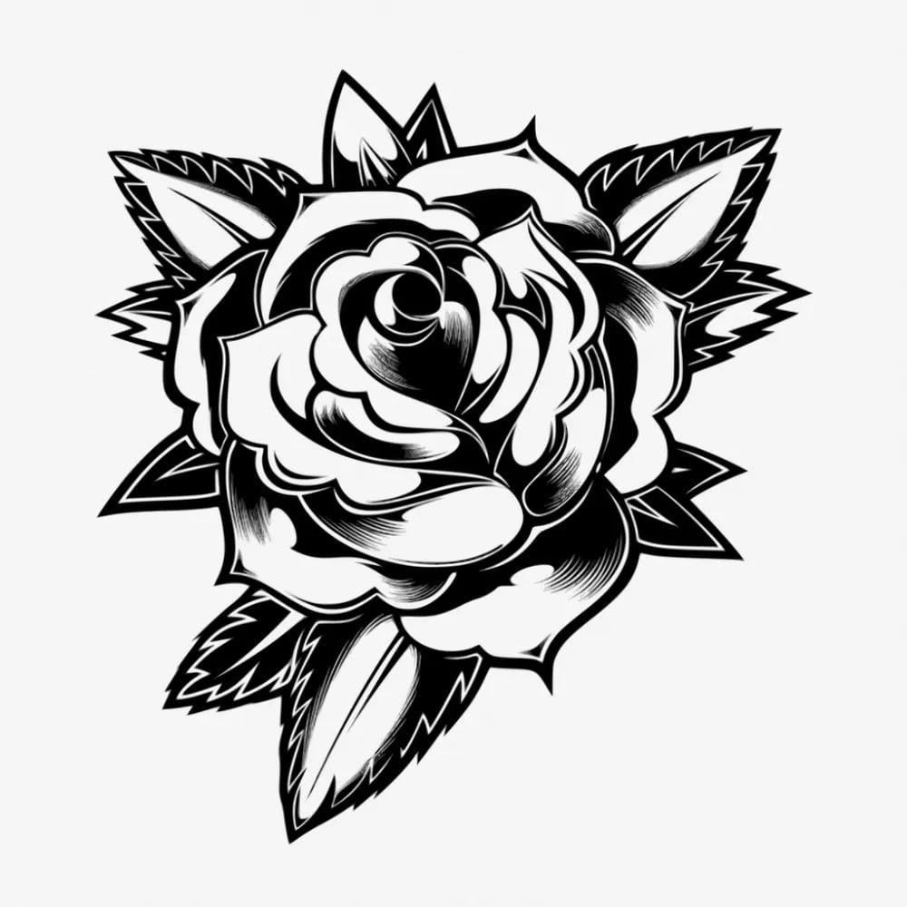 Bold black and white rose design